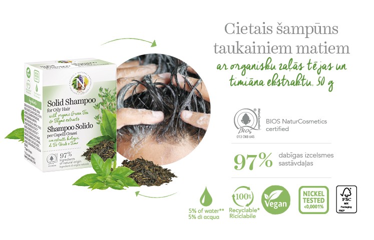 Cietais šampūns taukainiem matiem