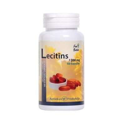 Lecitīns 1200 mg - 1,865 g mīkstā želatīna kapsulas N60
