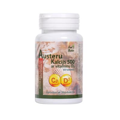 Austeru kalcijs 500 ar vitamīnu D3 - 0,72 g tabletes N60