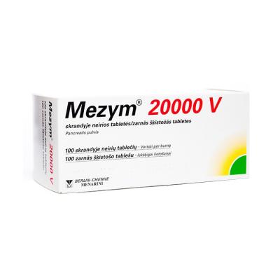 MEZYM 20 000 V zarnās šķīstošās  tabletes N100  