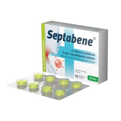 Septabene ar citronu un plūškoku 3 mg/1 mg sūkājamās tabletes N16
