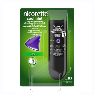 Nicorette Coolmint 1 mg/devā aerosols izsmidzināšanai mutes dobumā, šķīdums N1