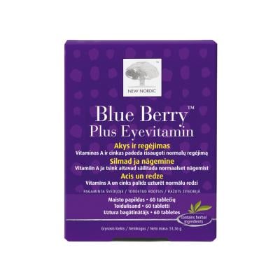 NEW NORDIC Blue Berry Plus Eye Vitamin tabletes redzei N60
