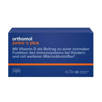 ORTHOMOL Junior C Plus ar mandarīnu/apelsīnu garšu košļājamās tabletes N30