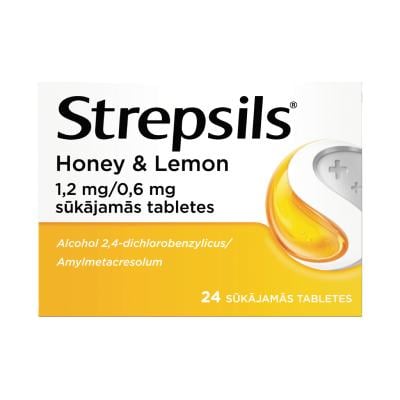 STREPSILS Honey&Lemon 1,2 mg/0,6 mg sūkājamās tabletes N24
