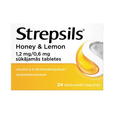 STREPSILS Honey&Lemon 1,2 mg/0,6 mg sūkājamās tabletes N24