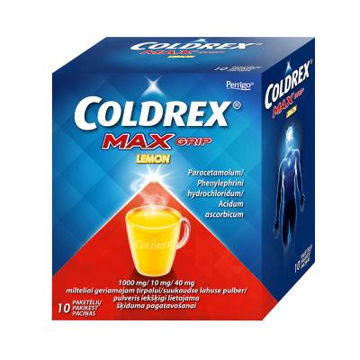 COLDREX MaxGrip Lemon 1000 mg/10 mg/40 mg pulveris N10