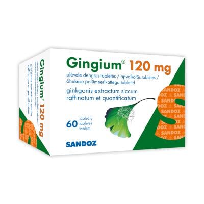 GINGIUM 120mg apvalkotās tabletes N60
