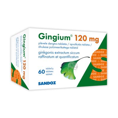 GINGIUM 120mg apvalkotās tabletes N60