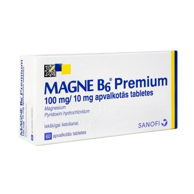 MAGNE B6 PREMIUM 100mg/10 mg apvalkotās tabletes N60 