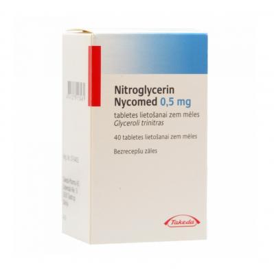 Nitroglycerin Nycomed 0,5 mg tabletes lietošanai zem mēles N40
