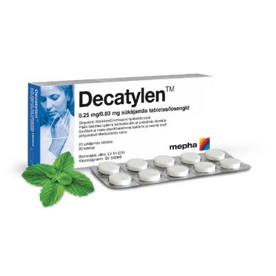 DECATYLEN 0,25mg/0,03mg sūkājamās tabletes N20
