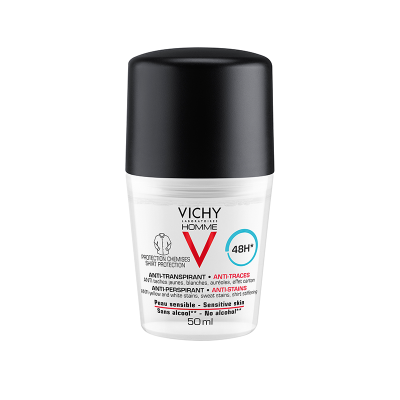VICHY Homme Dezodorants -rullītis ar 48h iedarbību, apģērbu saudzējošs, 50 ml