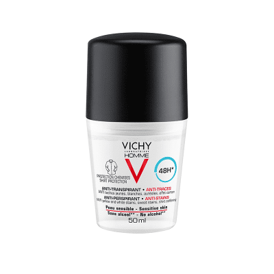 VICHY Homme Dezodorants -rullītis ar 48h iedarbību, apģērbu saudzējošs, 50 ml