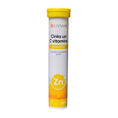 LIVSANE Cinks un C vitamīns putojošās tabletes N20