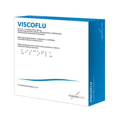 VISCOFLU sterils hipertoniskais šķīdums inhalatoriem un instilācijām 5 ml ampulas, N10