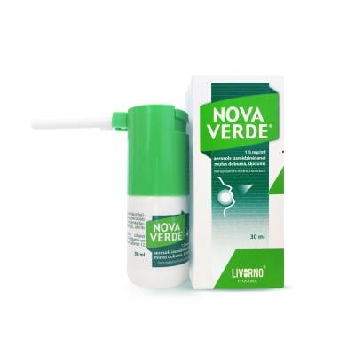 NOVA VERDE 1,5 mg/ml aerosols izsmidzināšanai mutes dobumā, 30 ml