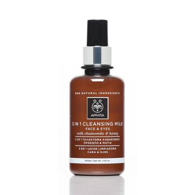 APIVITA attīrošs sejas pieniņš "trīs vienā" sejai un acīm, 200 ml