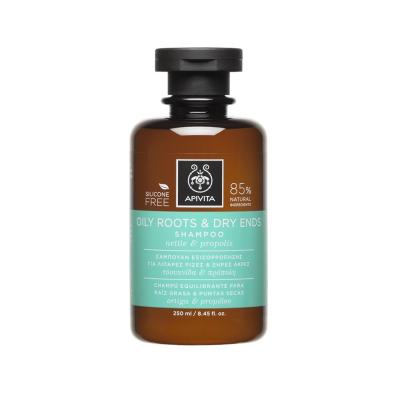 APIVITA šampūns, taukainiem matiem un sausiem matu galiņiem, 250 ml
