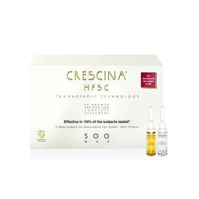 CRESCINA Transdermic ampulu komplekss matu augšanai un pret matu izkrišanu vīriešiem, intensitāte 500, N10+10