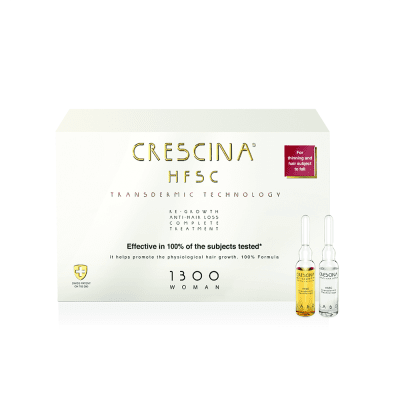 CRESCINA Transdermic ampulu komplekss matu augšanai un pret matu izkrišanu sievietēm, intensitāte 1300, N10+10