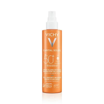 VICHY Capital Soleil Cell izsmidzināms saules aizsargfluīds sejai un ķermenim SPF50+ 200 ml