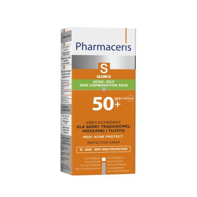 PHARMACERIS Sun SPF50+ sejas aizsargkrēms ādai ar akni, jaukta tipa vai taukainai ādai 50 ml