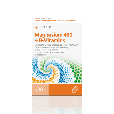 LIVSANE Magnesium 400 +B vitamīns tabletes N30