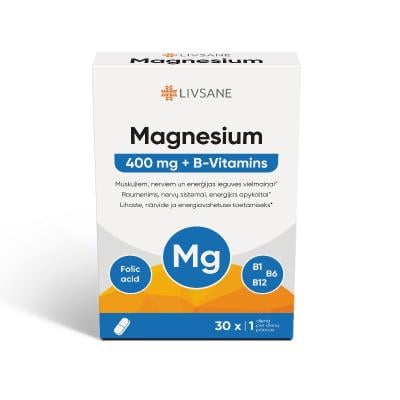LIVSANE Magnesium 400 + B vitamīns tabletes N30