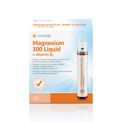 LIVSANE Magnesium 300 Liquid+B6 vit. ampulas 30ml N8