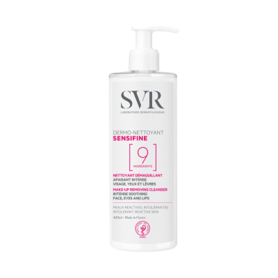 SVR Sensifine Dermo-Nettoyant attīrošs pieniņš kosmētikas noņemšani jutīgai ādai 400 ml