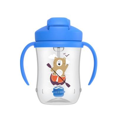 DR.BROWN'S mācību krūzīte ar salmiņu un atsvaru 6+ mēn. zila 270ml