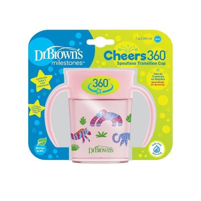 DR.BROWN'S krūzīte ar vāciņu CHEERS 360 DECO, 200 ml, rozā