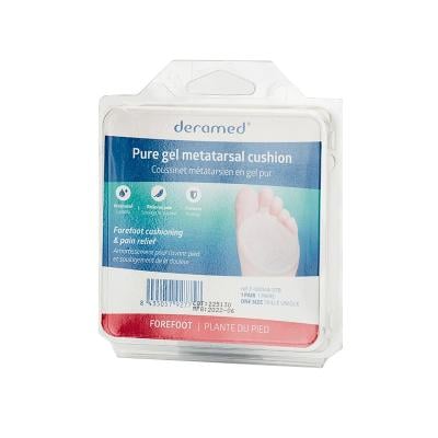 Deramed Polimēra gela pēdas metatarsālās daļas aizsargs ar gredzenu, universāls izmērs, iepakojumā pāris (labā un kreisā).