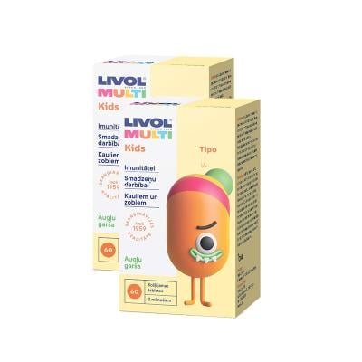 LIVOL Multi Kids ar augļu garšu tab.N60 1+1 komplekts