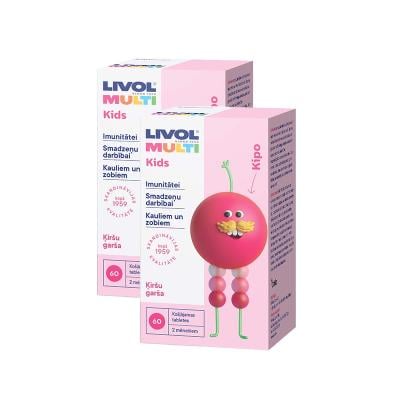 LIVOL MULTI Kids (ķiršu garša) tab.N60 1+1 komplekts