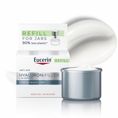 EUCERIN Hyaluron-Filler +3x Effect ādu nostiprinoša nakts krēma, atkārtoti uzpildāms iepakojums (Refill) 50 ml