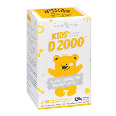FORMULA VITALE Kids+ D 2000 Vitamīns gumijas lācīši ar apelsīnu garšu N60