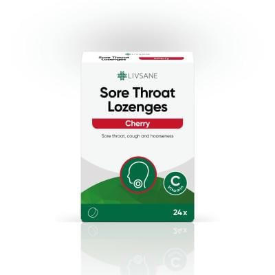 LIVSANE Sore Throat sūkājamās pastilas ar ķiršu garšu N24