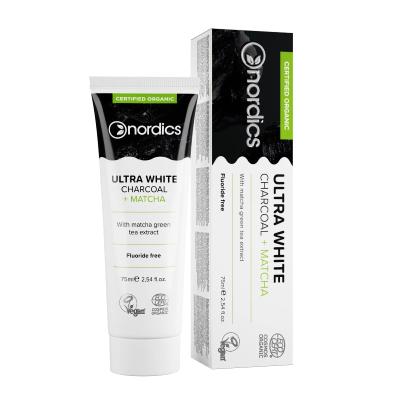 NORDICS Ultra White organiskā zobu pasta aktivēto ogli un maču 75ml