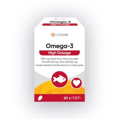 LIVSANE Omega-3 High Dosage 1000mg mīkstās kapsulas N60