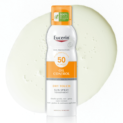 Eucerin Sun Oil Control Dry Touch SPF50 bezkrāsains izsmidzināms saules aizsarglīdzeklis 200 ml