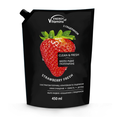 ENERGY OF VITAMINS Strawberry Fresh šķidrās ziepes ar glicerīnu 450ml