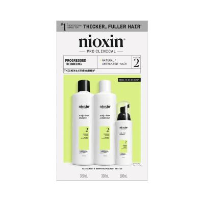 NIOXIN System 2 dabiskiem matiem ar progresējošu tendenci kļūt plānākiem komplekts 300ml+300ml+100ml
