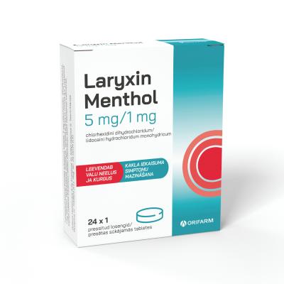LARYXIN Menthol 5mg/1mg sūkājamās tabletes N24