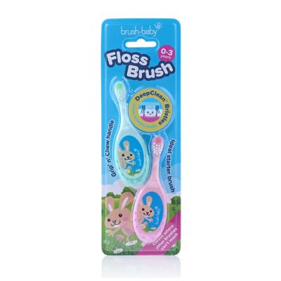 BRUSH-BABY Flossbrush zobu birste 0-3g. rozā, zaļa N2