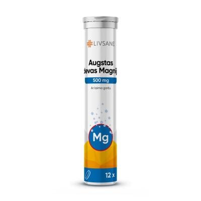 LIVSANE Augstas devas Magnijs 500 mg ar laima garšu šķīstošās tabletes N12