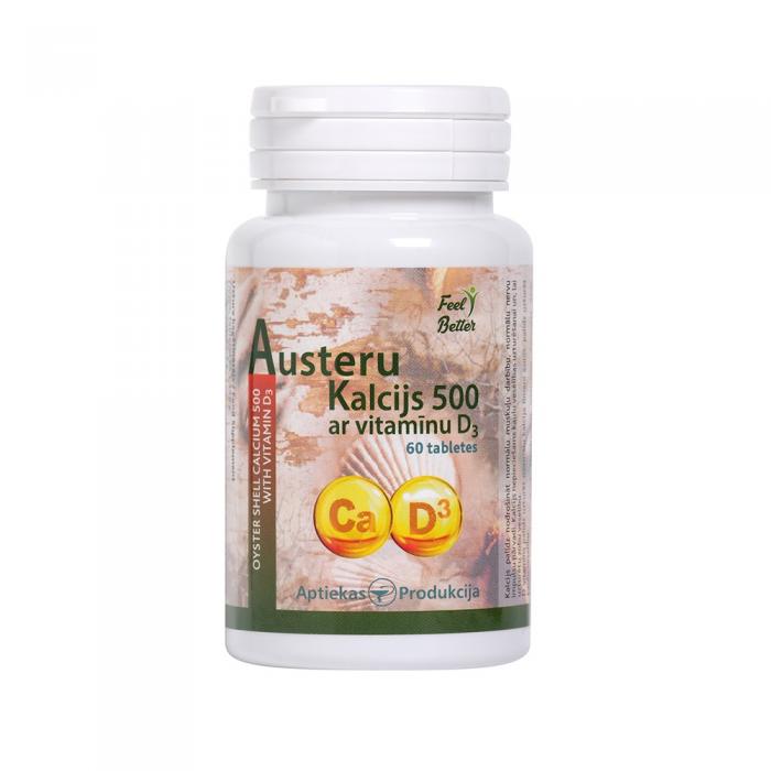 Austeru kalcijs 500 ar vitamīnu D3 - 0,72 g tabletes N60