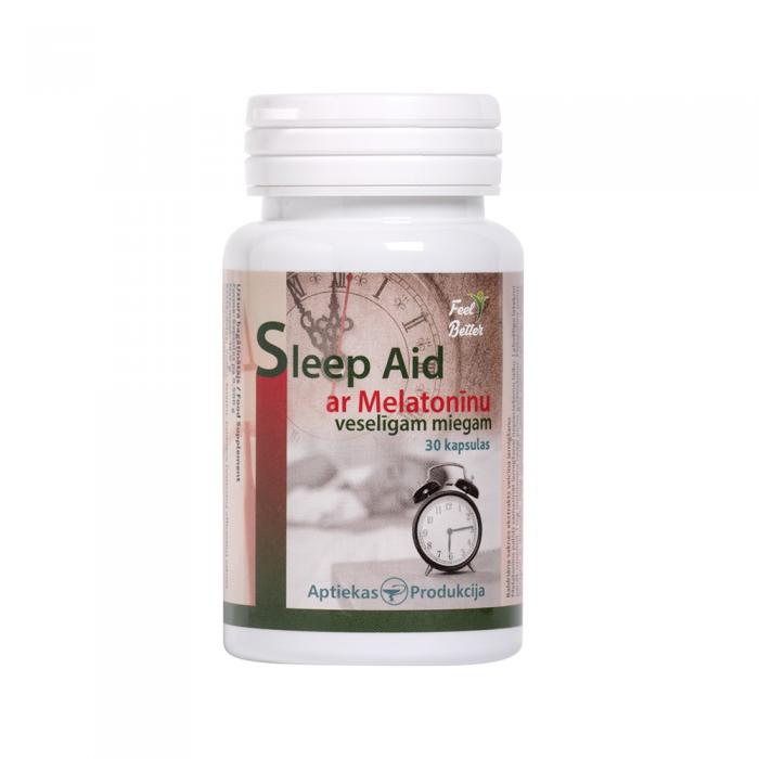 Sleep Aid ar Melatonīnu veselīgam miegam - 0,5 g cietā želatīna kapsulas N30