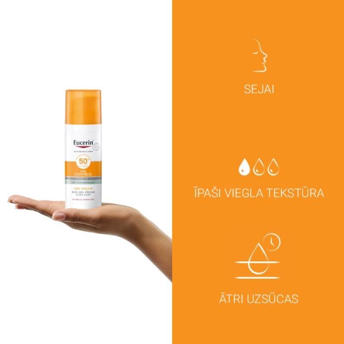 EUCERIN Sun Oil Control Dry Touch SPF50+ sauļošanās gelkrēms 50 ml